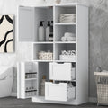Bathroom Storage Cabinet With Doors And Drawers, Multiple Storage Space, Freestanding Style, Open Shelve, Adjustable Shelf, White