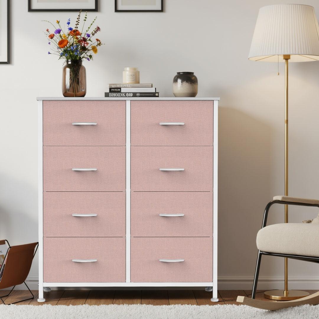 Tall Dresser Fabric Storage Tower ,Wooden Top For Kid Room, Closet, Entryway, Nursery