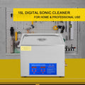 15L Ultrasonic Cleaner With Digital Timer&Heater Professional Ultrasonic Cleaner 40kHz Advanced Ultrasonic Cleaner 110V For Wrench Screwdriver Repairing Tools Industrial Parts Mental Cleaning