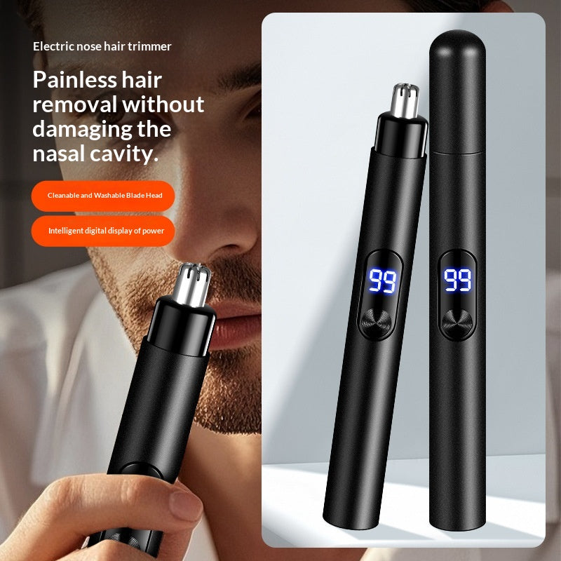 Rechargeable Electric Nose Hair Trimmer for Men - Portable Grooming Tool with Precision Blades