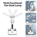 3in1 Multifunction Table Lamp LED Four-headed Folding With Fan Calendar Clock USB Rechargeable Desk Light 3 Color Reading Lamp