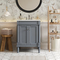 24'' Bathroom Vanity With Top Sink, 2-Tier Modern Bathroom Storage Cabinet, Single Sink Bathroom Vanity, Large Storage Shelves