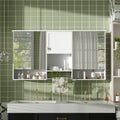 55 Inch Wall-Mount 3-in-1 Mirror Cabinet With Adjustable Shelf, Soft-Closing Hinges, High-Quality MDF, For Bathroom Vanity, Living Room, Bedroom Storage Organizer