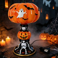 Halloween Night Light USB Powered Handcrafted Resin Pumpkin Lamp Retro Glowing Gothic Halloween Table Lamp Holiday Decor