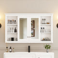 47 Inch Bathroom Mirror Cabinet With Storage, Adjustable Shelf And Open Shelves, Wall Mounted Medicine Cabinet For Bathroom, Bedroom, Vanity