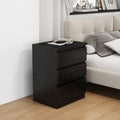 19.7-Inch Black Nightstand With 3 Drawers, Beside Table With Drawers Handle Free Design,Thickened Top Plate,Small Side Table Storage Cabinet 3 Drawer Night Stand For Bedroom,Living Room