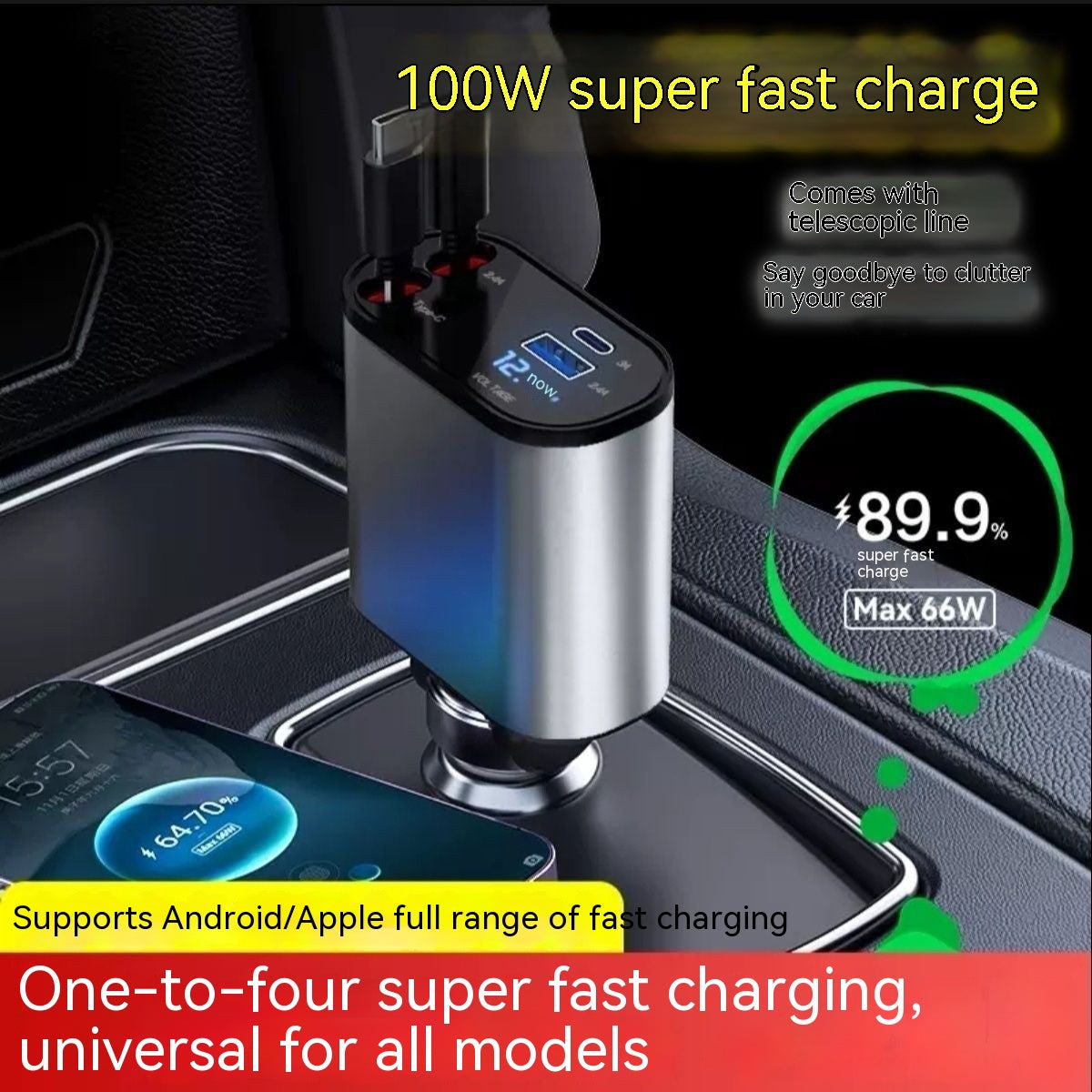 Automatic Retractable Charger Universal One-to-four Super Fast Conversion Plug Headband