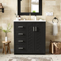 30'' Bathroom Vanity With Ceramic Sink Combo,Solid Wood Frame Bathroom Storage Cabinet, Freestanding Vanity Set With 3 Drawers& Soft Closing Doors