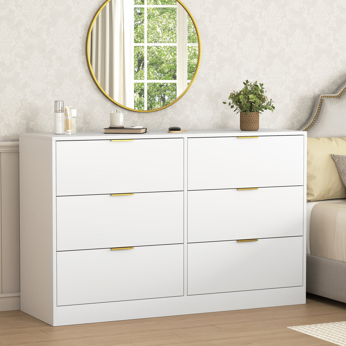 Simply Modern 6-Drawer Dresser, Chest Of Drawers For Bedroom, Living Room, Hallway, And Entryway - Large Storage Cabinet White