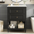 24'' Bathroom Vanity With Ceramic Sink, Bathroom Storage Cabinet With Open Shelf, Retro Design Bathroom Cabinet With 2 Drawers