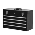 Metal Tool Box With 4 Drawers Portable Steel Tool Chest With Metal Cylinder Lock And Latch Closure, Liner, Powder Coating, Suitable For Garage, Warehouse And Outdoor Repair Job-Black